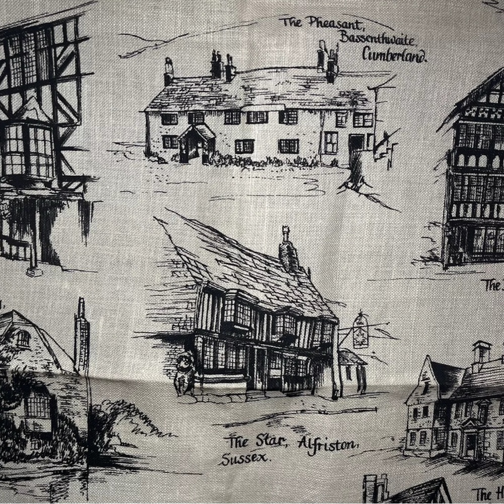 Horrockses Tea Towel “Old Inns” 100% Irish linen 1960s Vintage Original - Picture 9 of 14